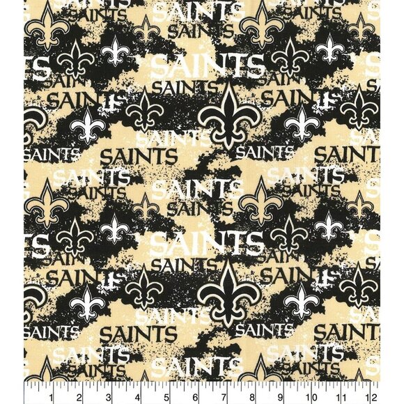 3 YARDS New Orleans Saints Distressed Cotton Fabric NEW 100% Cotton NFL Lisc - Picture 1 of 14